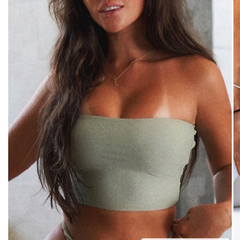 Women’s Bikini Bandeau Swim Top And Bottom- Sage Green